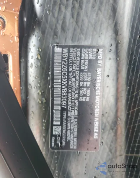 2019 BMW I8 z USA, uszkodzony, nr VIN WBY2Z6C5XKVB83097